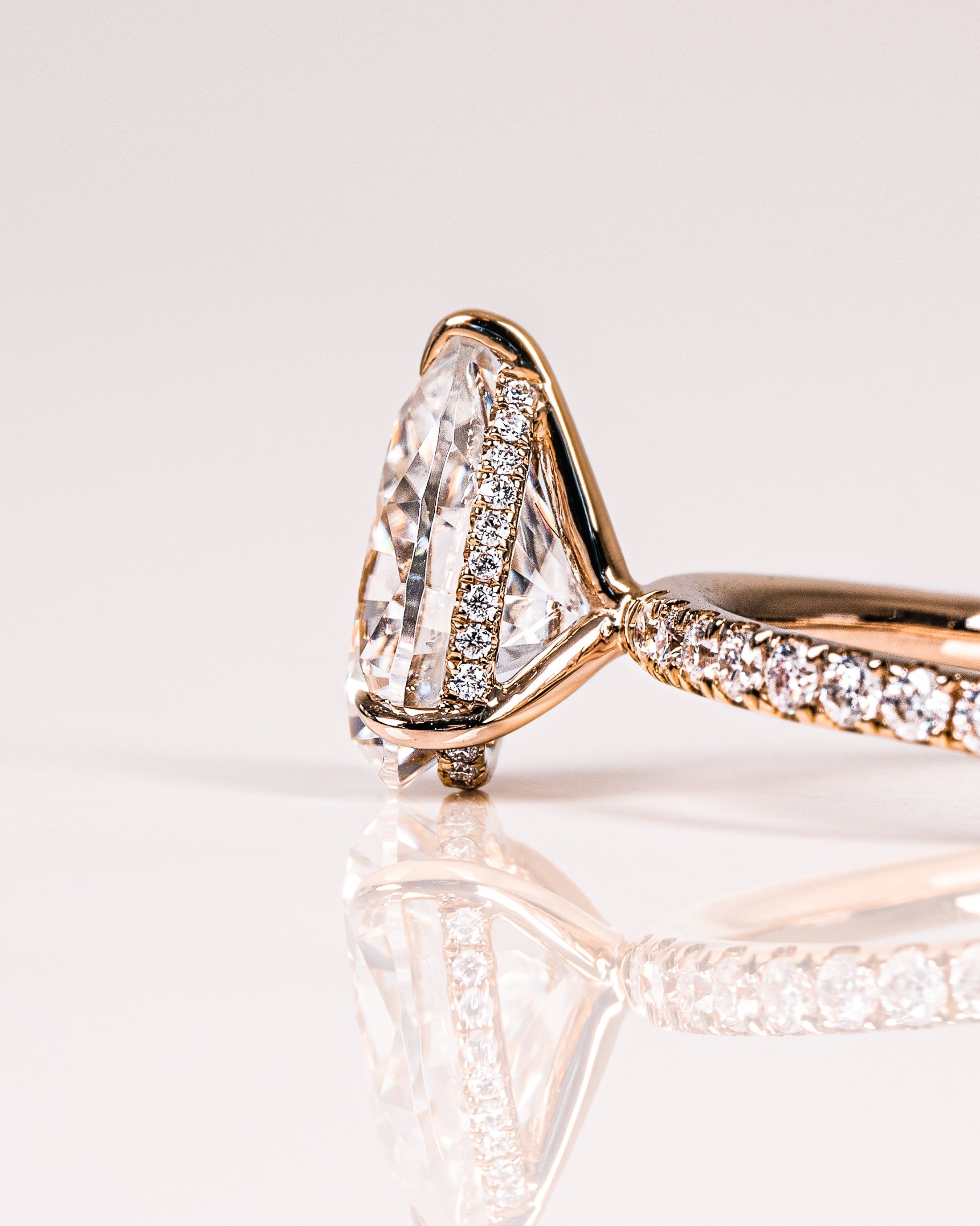 1.93 - 3.93 CT Pear F/VS2 CVD Diamond Hidden Halo Pave Setting Engagement Ring - Camila Brown