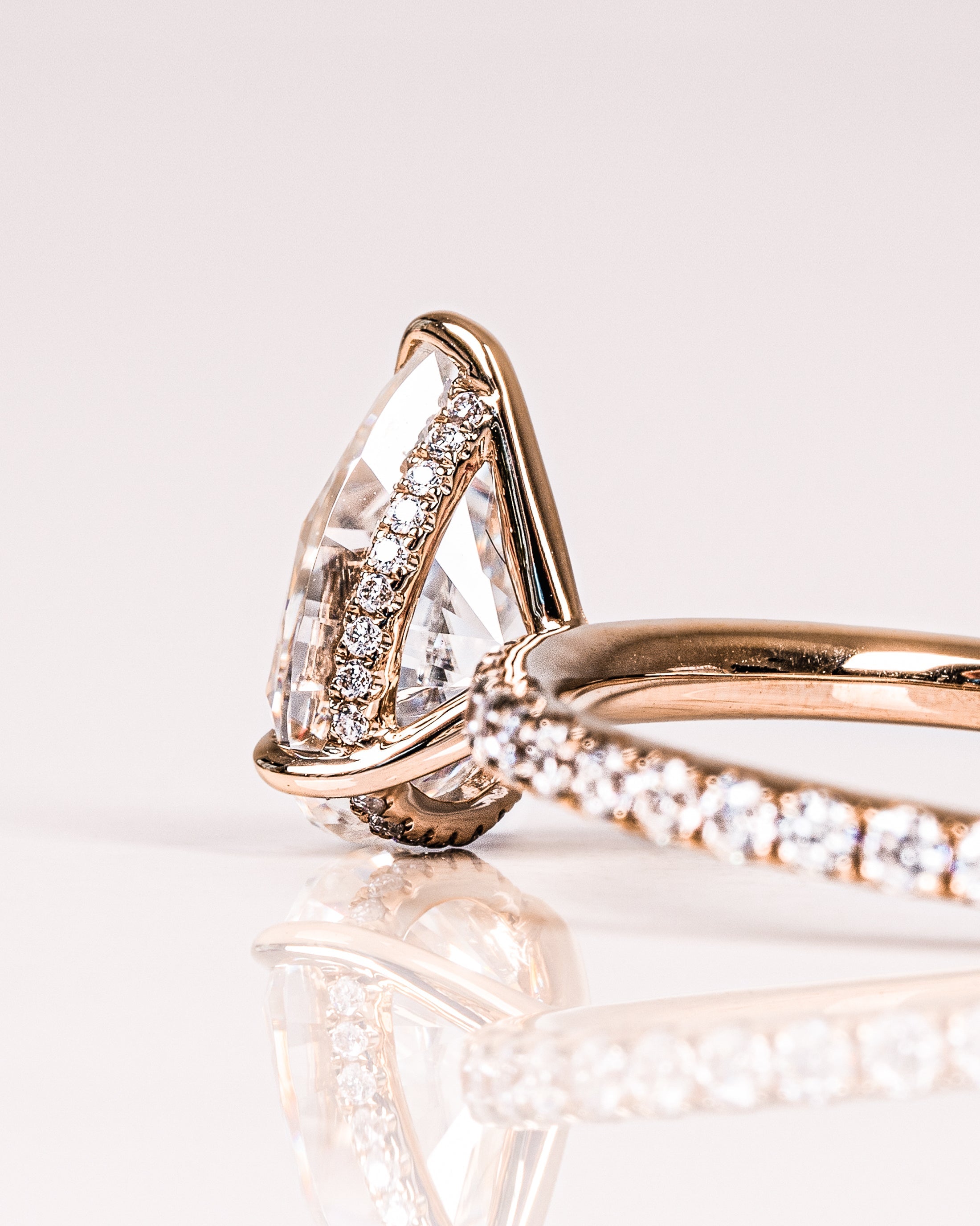 1.93 - 3.93 CT Pear F/VS2 CVD Diamond Hidden Halo Pave Setting Engagement Ring - Camila Brown