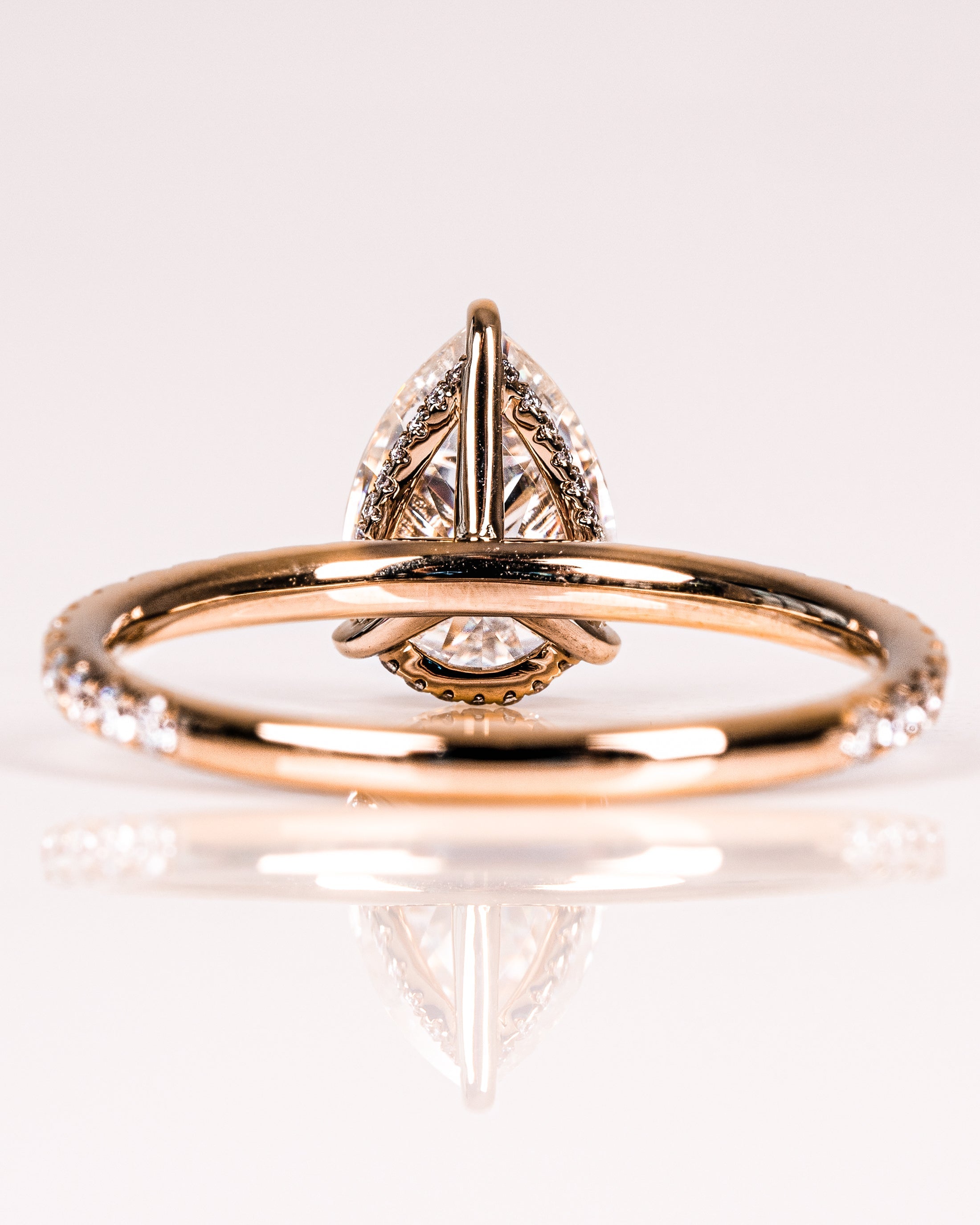 1.93 - 3.93 CT Pear F/VS2 CVD Diamond Hidden Halo Pave Setting Engagement Ring - Camila Brown