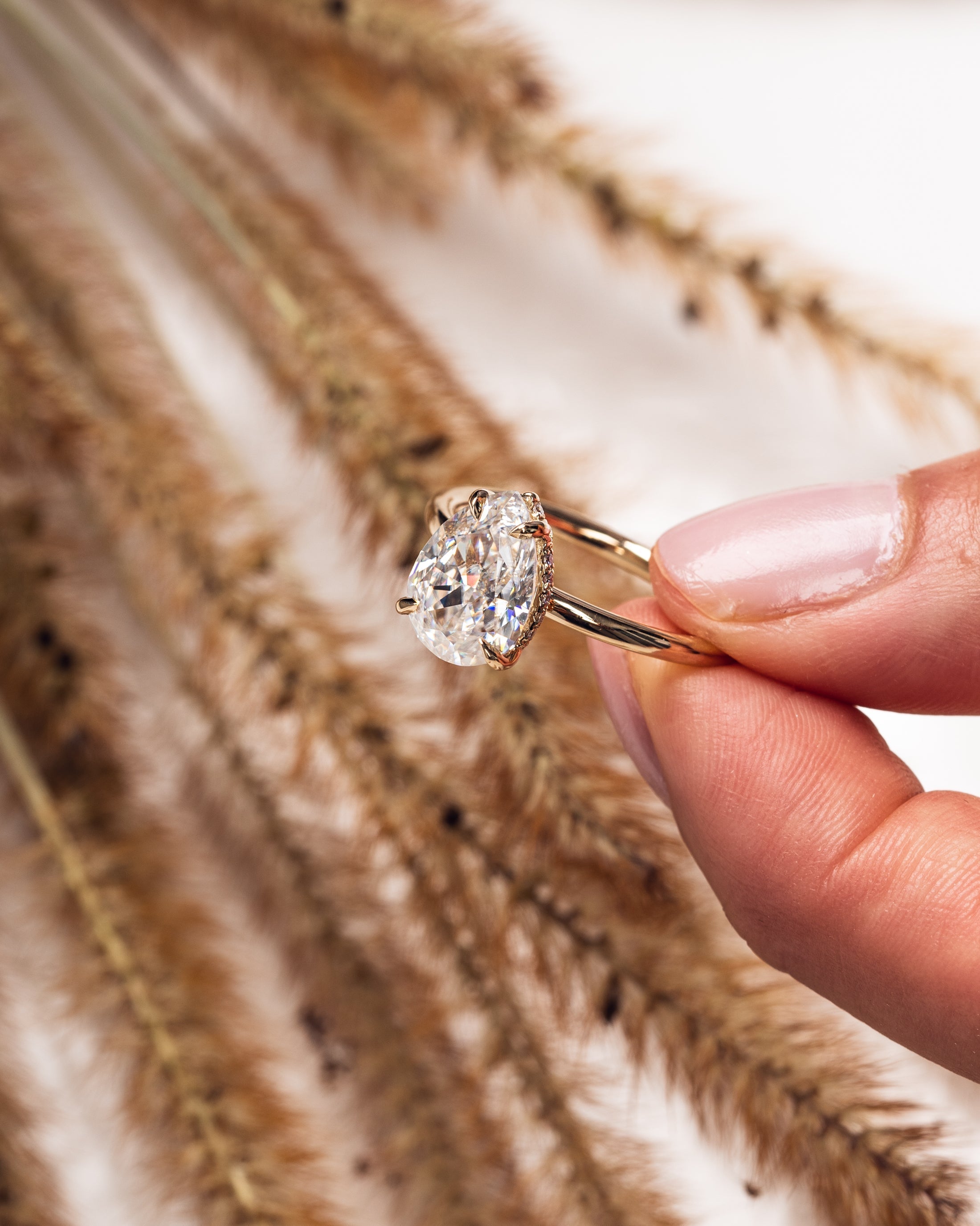 1.09 - 3.09 CT Pear F/VS1 CVD Diamond Hidden Halo Engagement Ring - Camila Brown