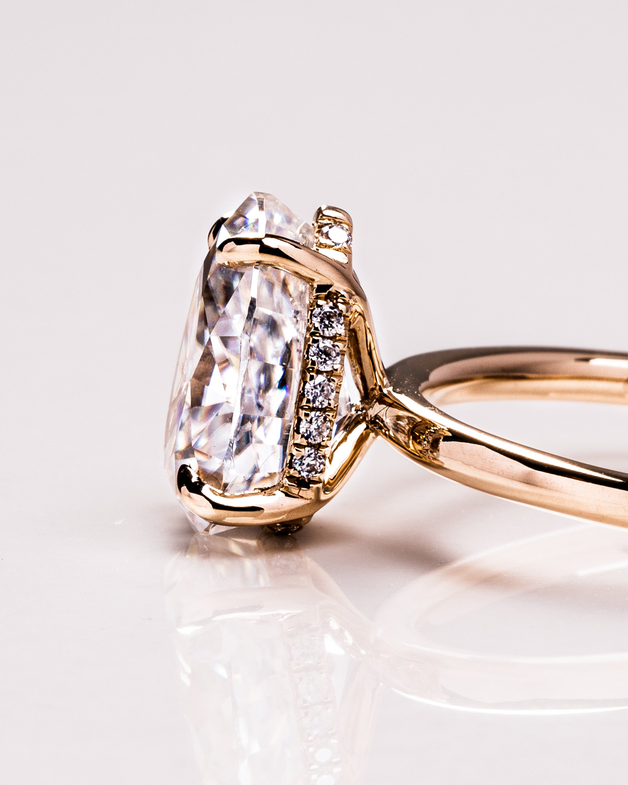 1.09 - 3.09 CT Pear F/VS1 CVD Diamond Hidden Halo Engagement Ring - Camila Brown