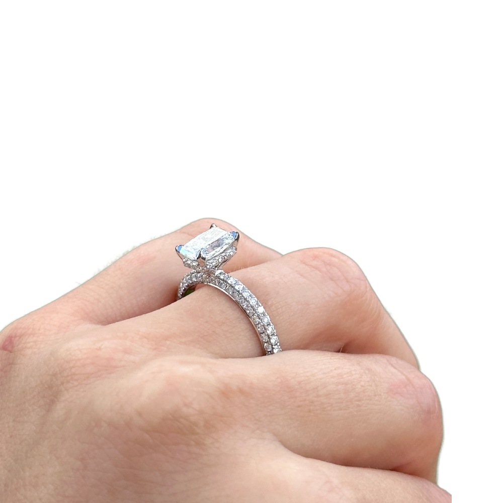 1.62-3.62 CT Radiant F/VS1 CVD Diamond Pave Setting Engagement Ring - Camila Brown