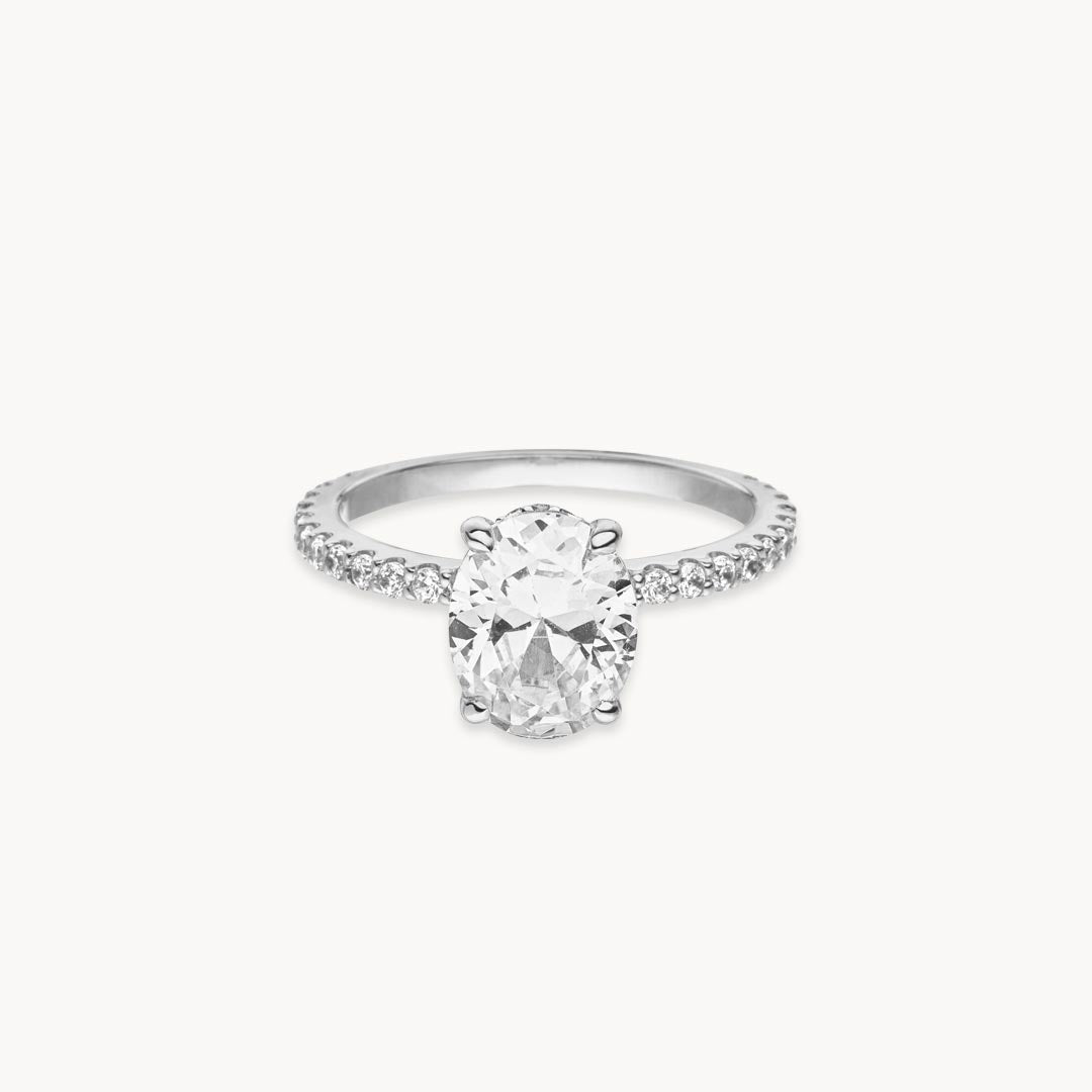 1.50 - 3.50 CT Oval Cut F/VS1 CVD Diamond Pave Setting Engagement Ring - Camila Brown