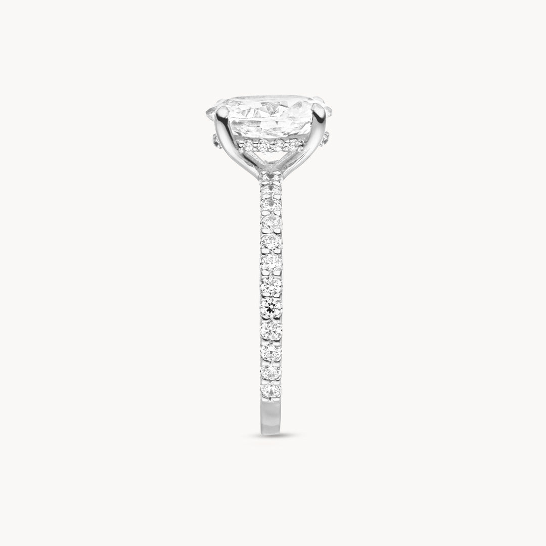 1.50 - 3.50 CT Oval Cut F/VS1 CVD Diamond Pave Setting Engagement Ring - Camila Brown