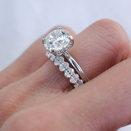 1.62 TCW Oval CVD Diamond Half Eternity Wedding Band - Camila Brown