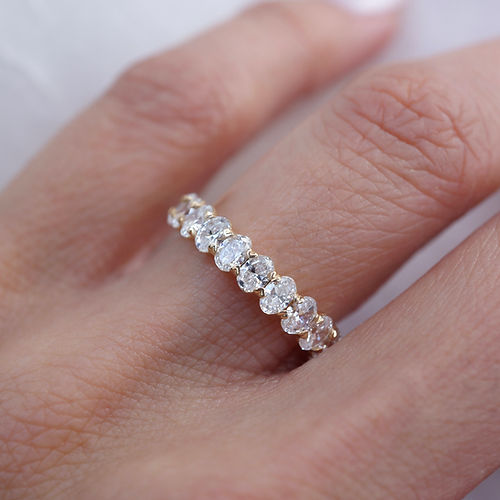 1.62 TCW Oval CVD Diamond Half Eternity Wedding Band - Camila Brown