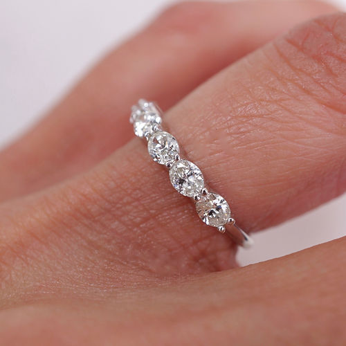 1.05 TCW East-West Oval CVD Diamond Shared Prongs Wedding Band - Camila Brown