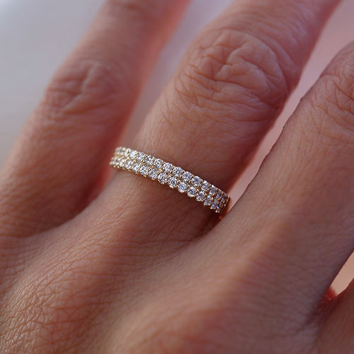0.60 TCW Round CVD Diamond Double Row Wedding Band - Camila Brown