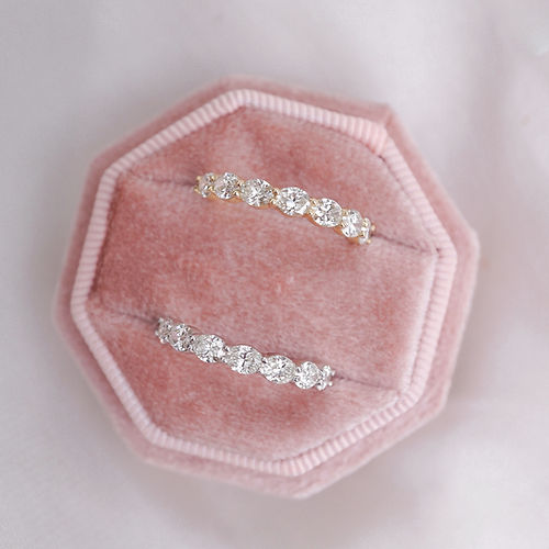 1.05 TCW East-West Oval CVD Diamond Shared Prongs Wedding Band - Camila Brown