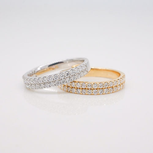 0.60 TCW Round CVD Diamond Double Row Wedding Band - Camila Brown