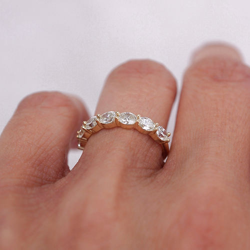 1.05 TCW East-West Oval CVD Diamond Shared Prongs Wedding Band - Camila Brown