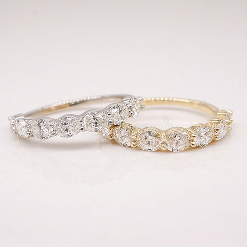 1.05 TCW East-West Oval CVD Diamond Shared Prongs Wedding Band - Camila Brown
