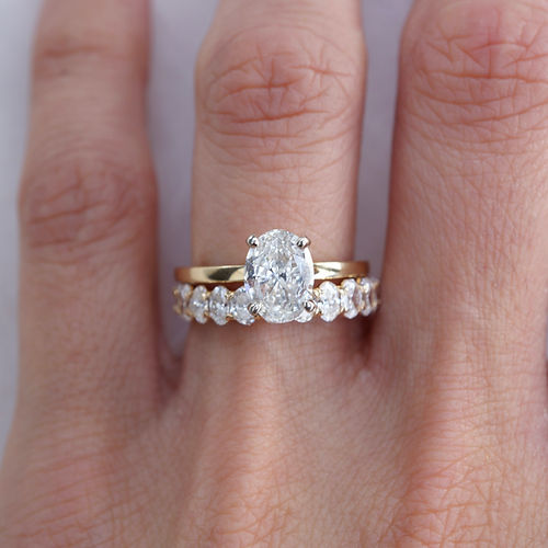 1.62 TCW Oval CVD Diamond Half Eternity Wedding Band - Camila Brown