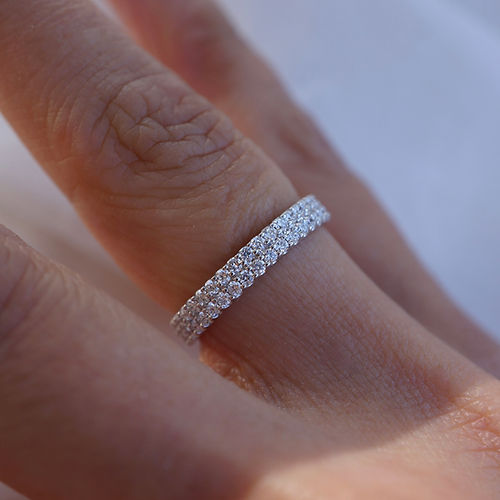 0.60 TCW Round CVD Diamond Double Row Wedding Band - Camila Brown