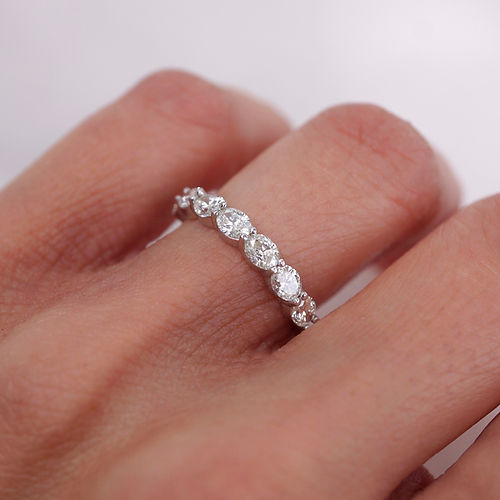 1.05 TCW East-West Oval CVD Diamond Shared Prongs Wedding Band - Camila Brown