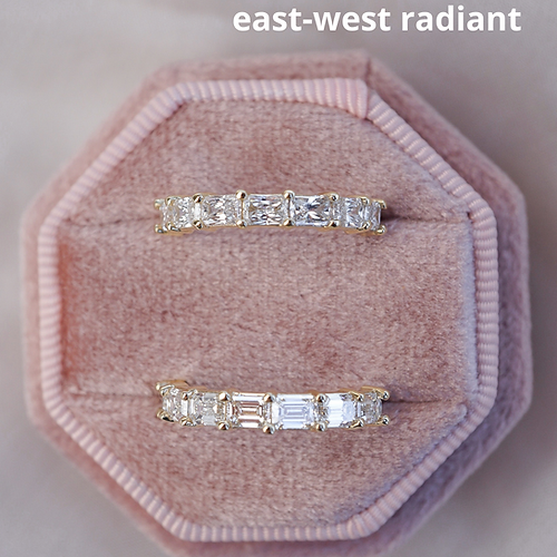 1.05 TCW East-West Emerald CVD Diamond Half Eternity Wedding Band - Camila Brown