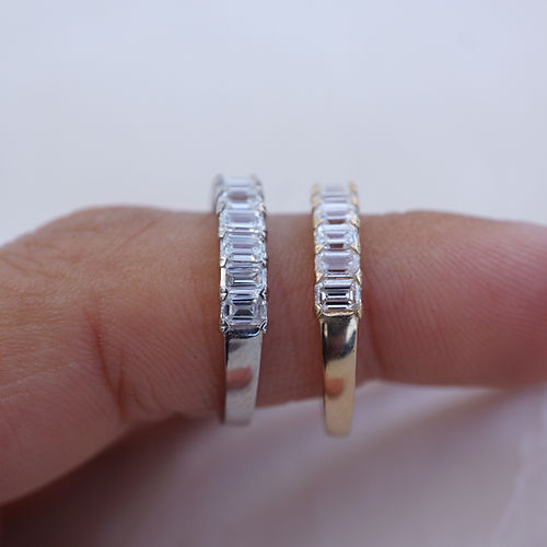 2.25 TCW Emerald CVD Diamond Shared Prongs Setting Wedding Band - Camila Brown