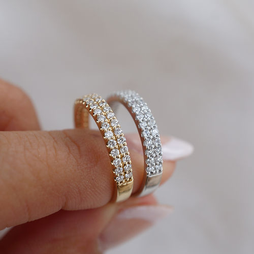 0.60 TCW Round CVD Diamond Double Row Wedding Band - Camila Brown