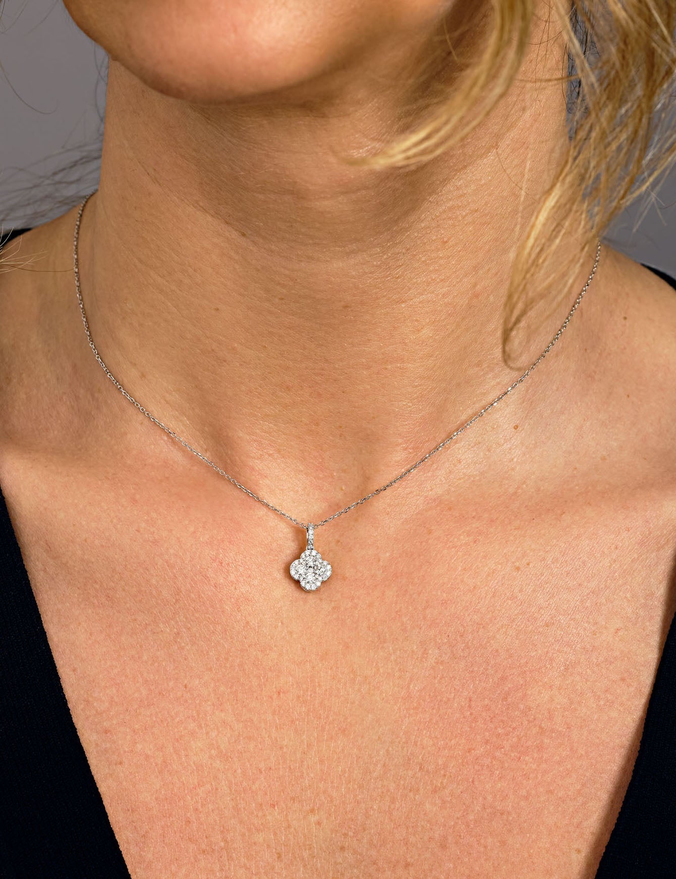 0.50 TCW Round Moissanite Diamond Clover Pendent Necklace - Camila Brown