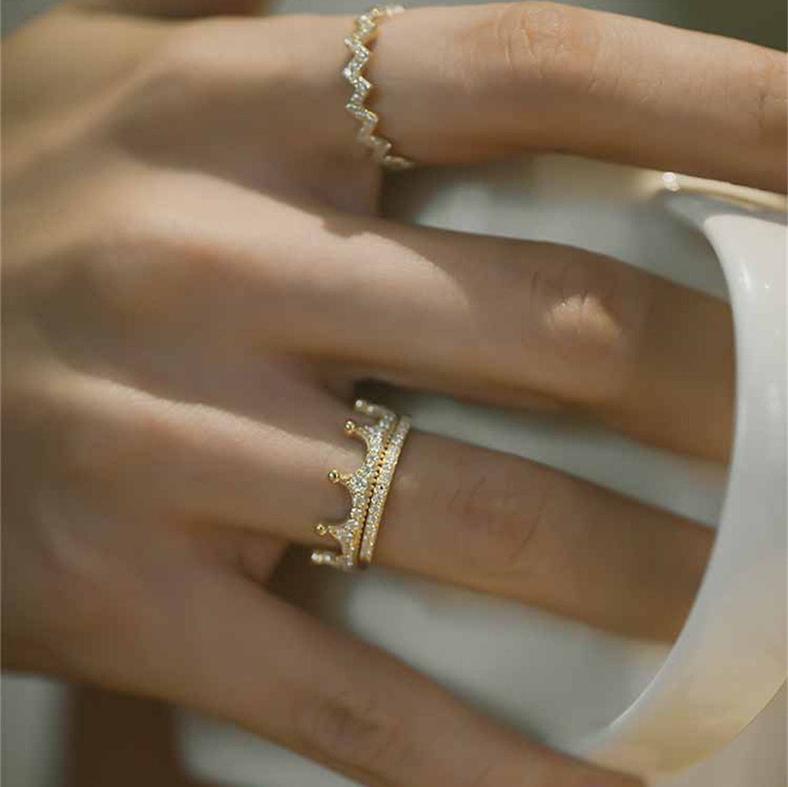 0.30 TCW Round CVD Diamond Crown Wedding Band - Camila Brown