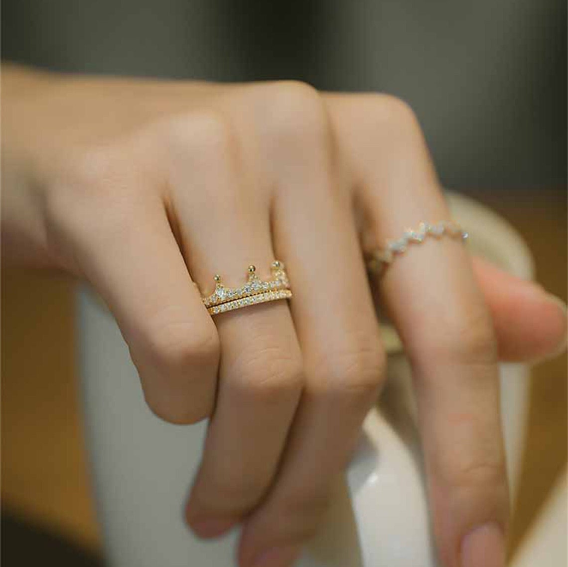 0.30 TCW Round CVD Diamond Crown Wedding Band - Camila Brown