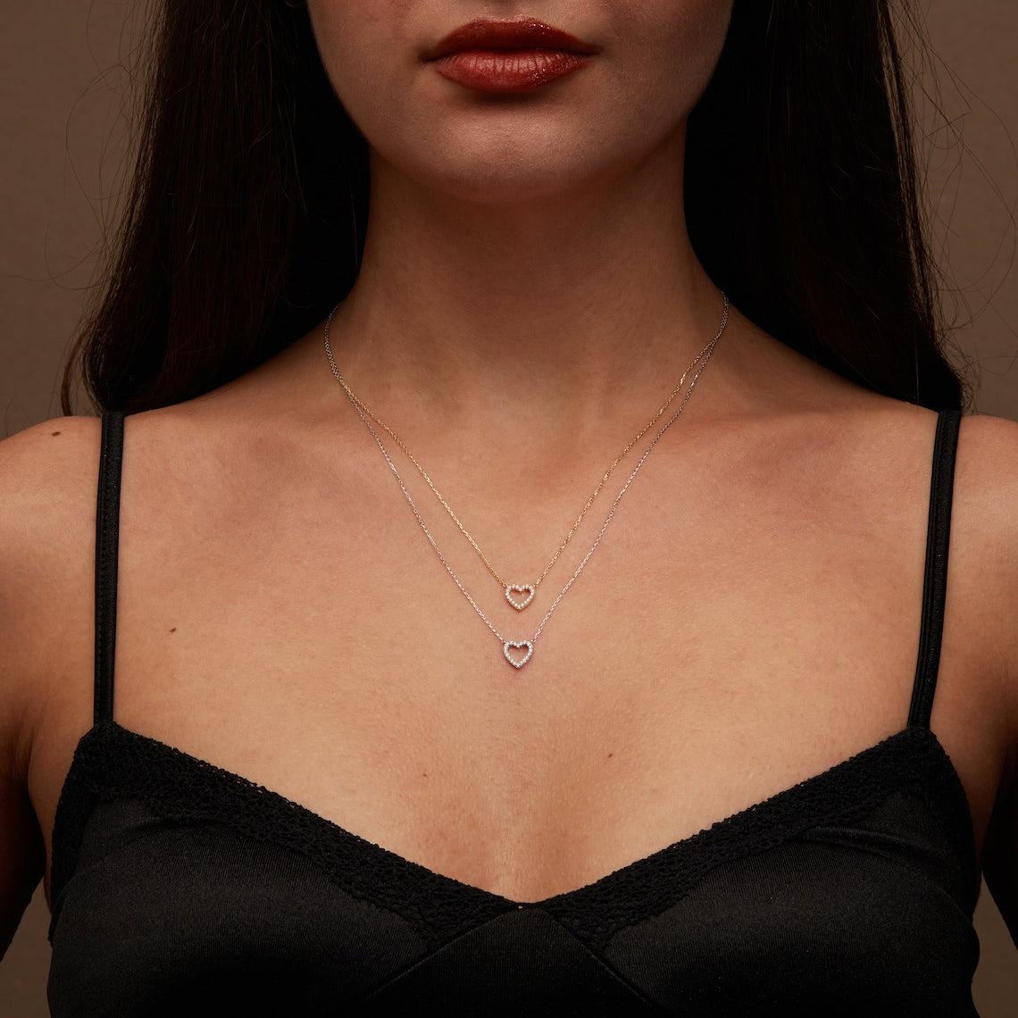 0.13 TCW Round Moissanite Diamond Heart Shaped Necklace - Camila Brown