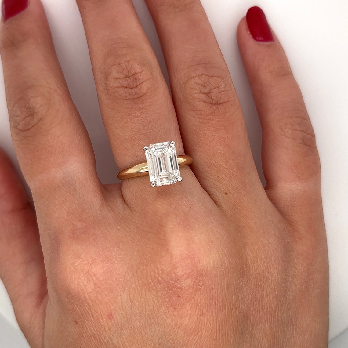 1.0 - 3.0 CT Emerald G/VS2 CVD Diamond Solitaire Engagement Ring - Camila Brown