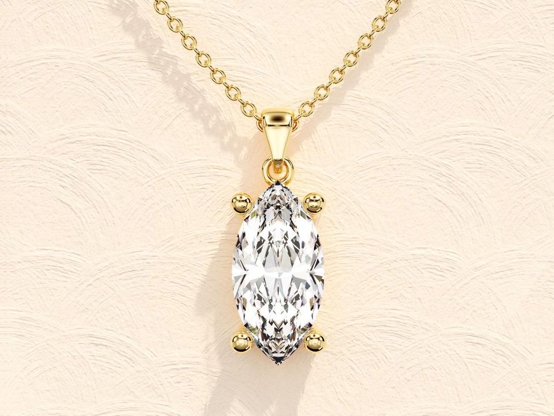 1.0 CT Marquise Moissanite Diamond Solitaire Necklace - Camila Brown