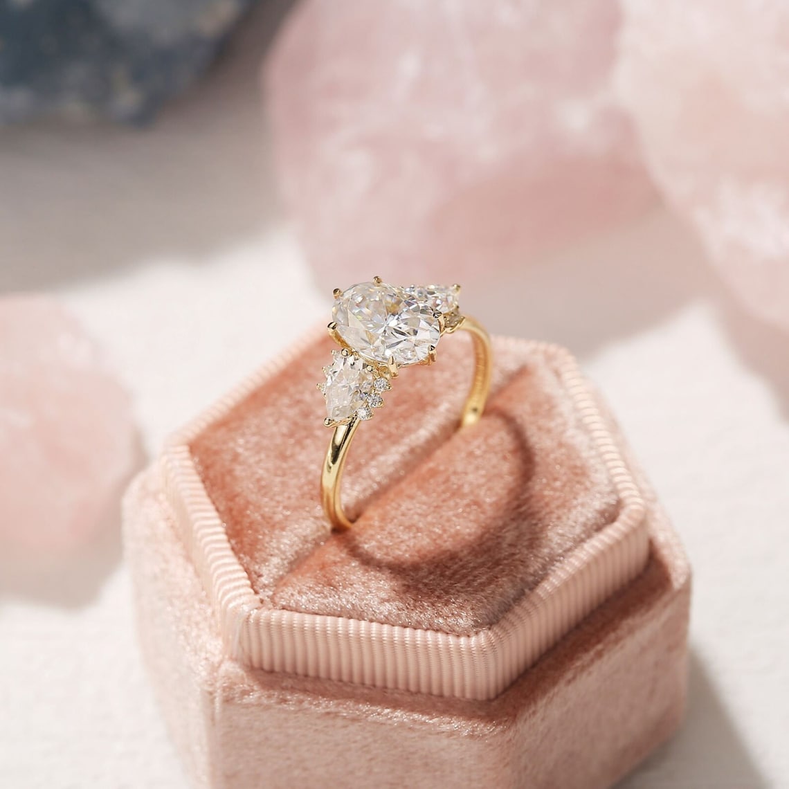 1.0 - 3.0 CT Oval F/VS1 CVD Diamond Cluster Setting Engagement Ring - Camila Brown