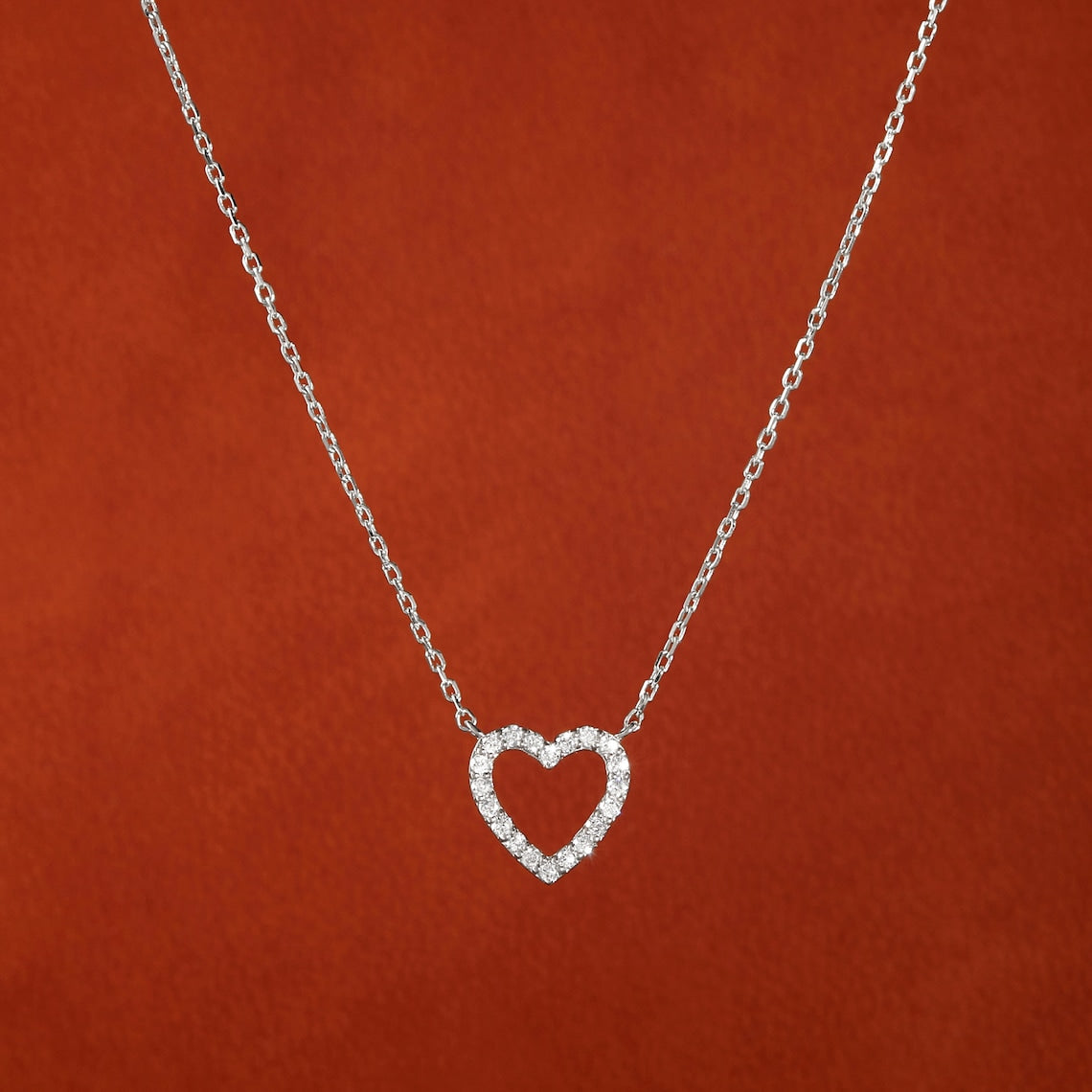 0.13 TCW Round Moissanite Diamond Heart Shaped Necklace - Camila Brown