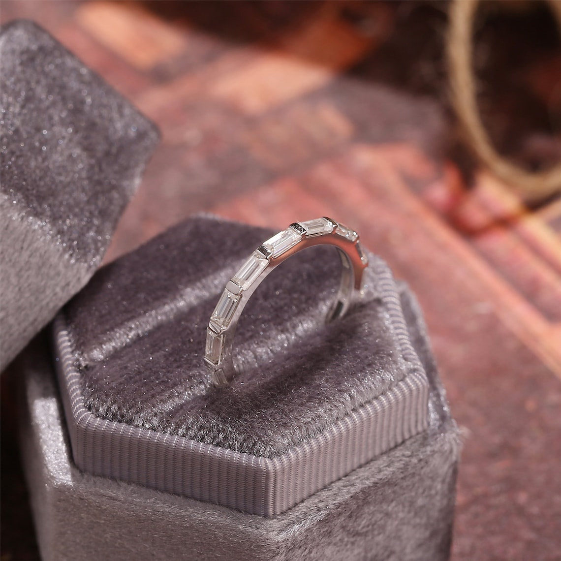 1.50 TCW Baguette CVD Diamond Bar Wedding Band - Camila Brown