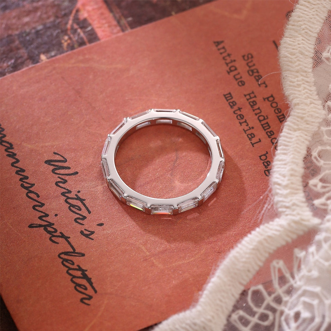 1.50 TCW Baguette CVD Diamond Bar Wedding Band - Camila Brown