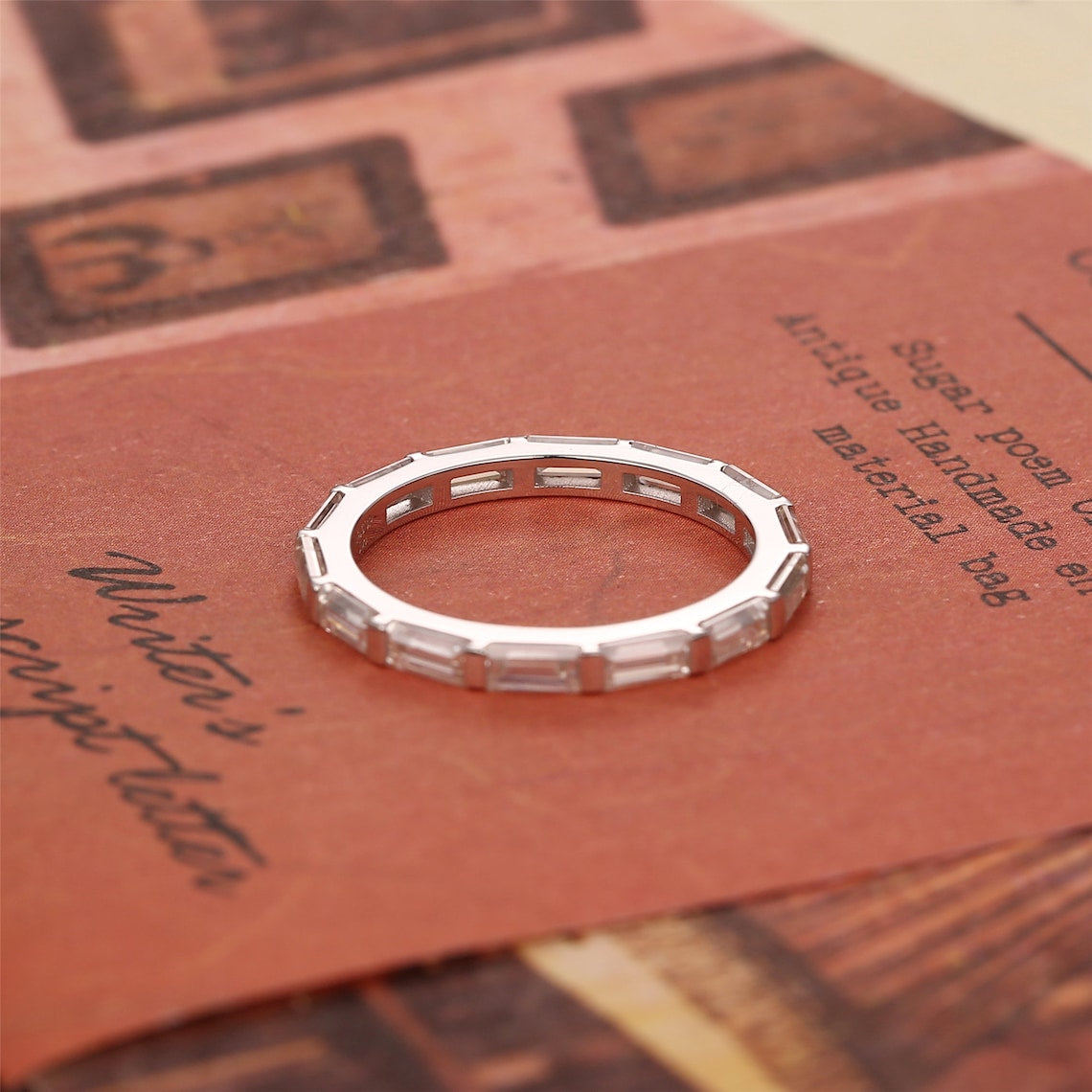 1.50 TCW Baguette CVD Diamond Bar Wedding Band - Camila Brown
