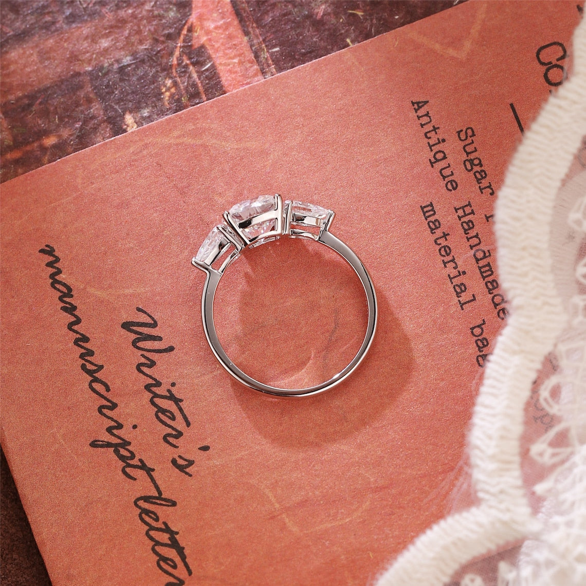 1.0 CT Cushion F/VS1 CVD Diamond Three Stone Style Engagement Ring - Camila Brown