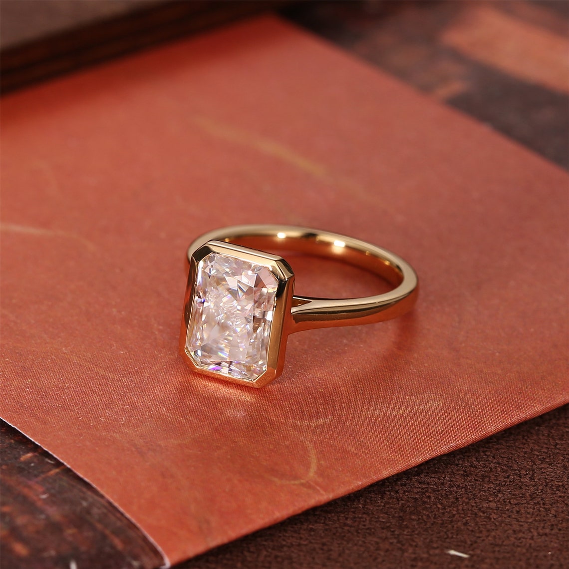 1.0-3.0 CT Radiant E/VS1 CVD Diamond Bezel Solitaire Engagement Ring - Camila Brown