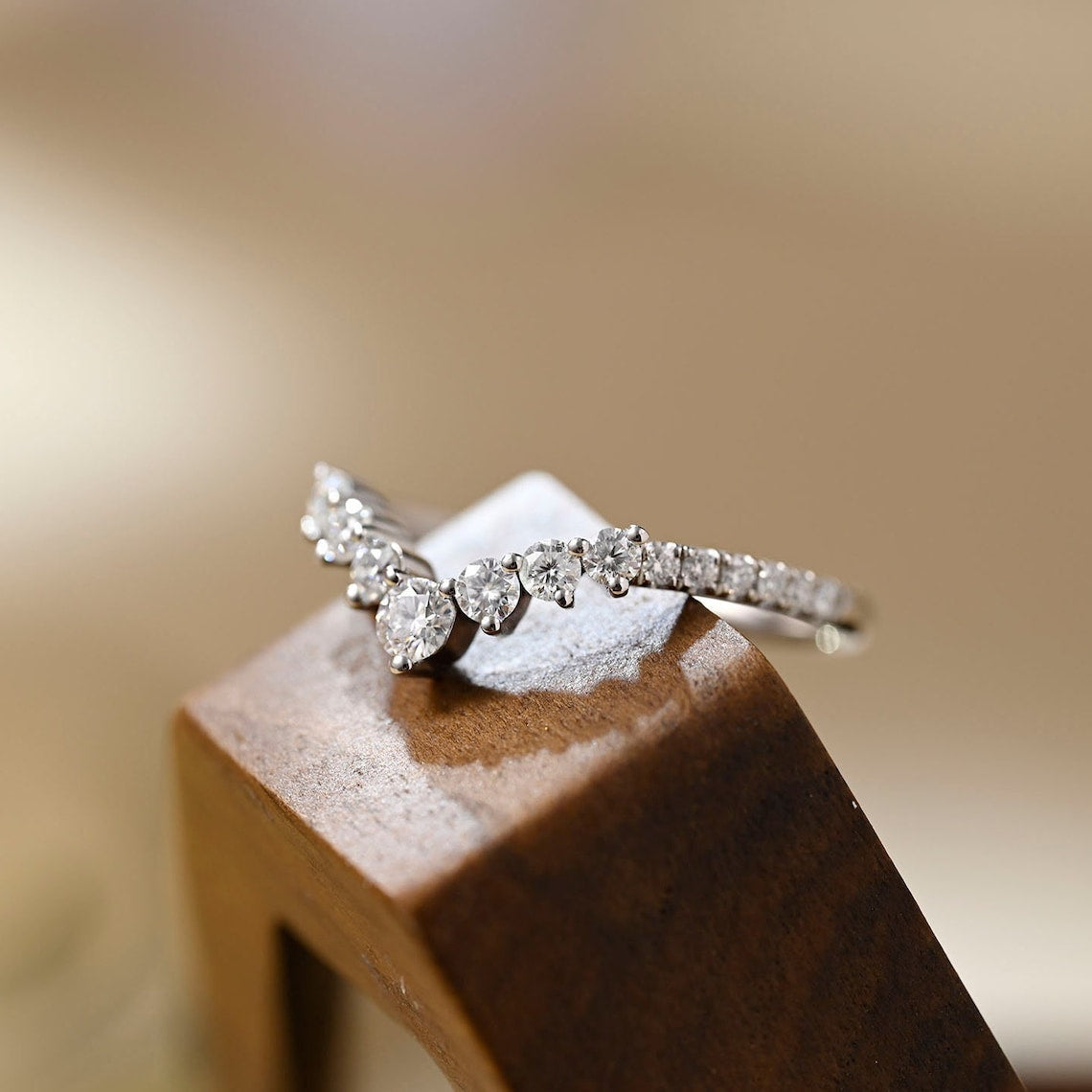 0.20 TCW Round CVD Diamond Curved Wedding Band - Camila Brown