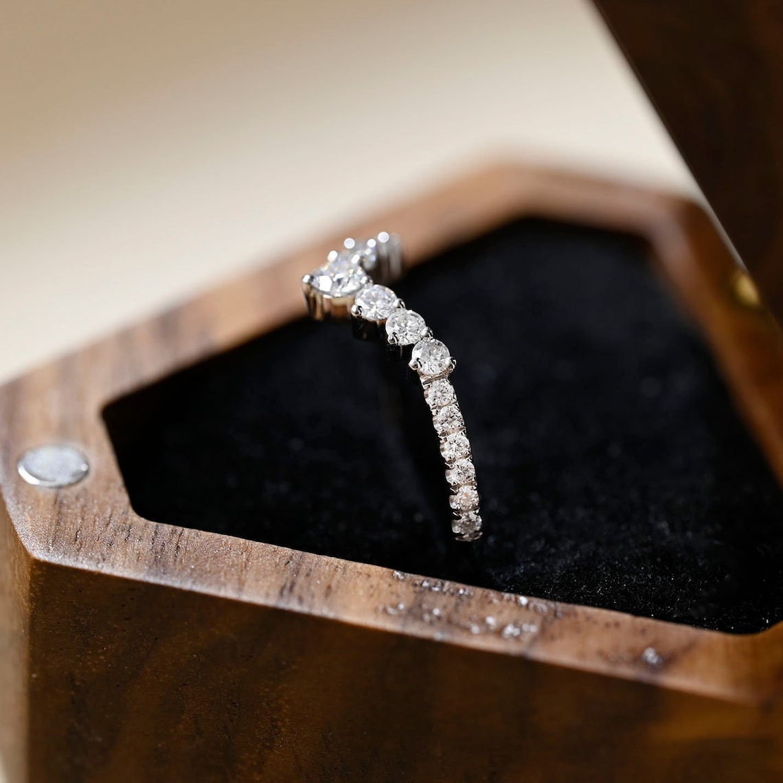 0.20 TCW Round CVD Diamond Curved Wedding Band - Camila Brown