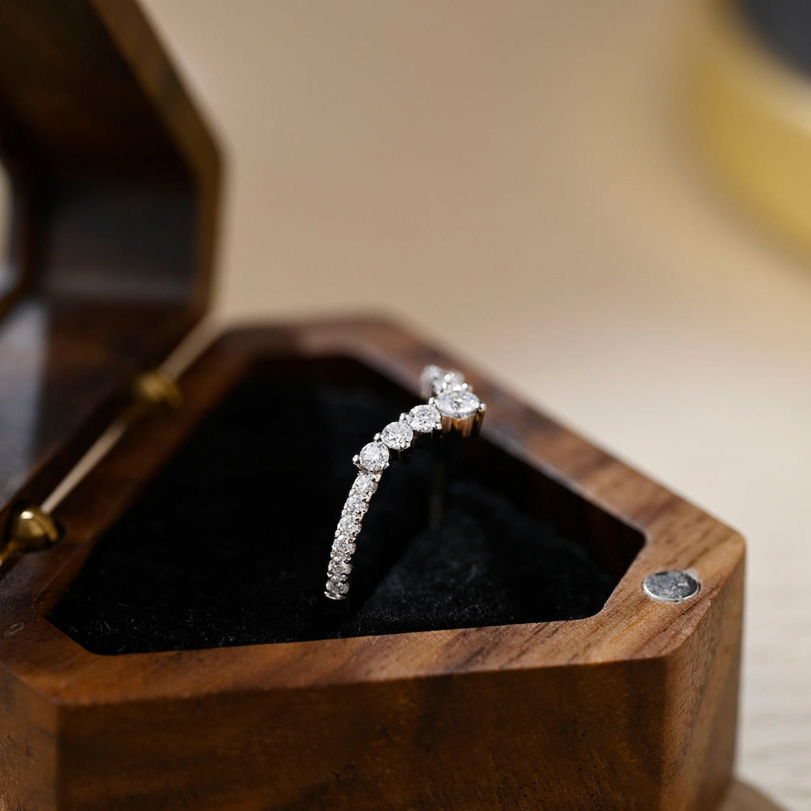 0.20 TCW Round CVD Diamond Curved Wedding Band - Camila Brown