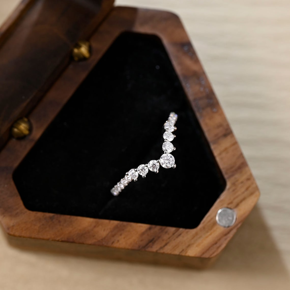 0.20 TCW Round CVD Diamond Curved Wedding Band - Camila Brown