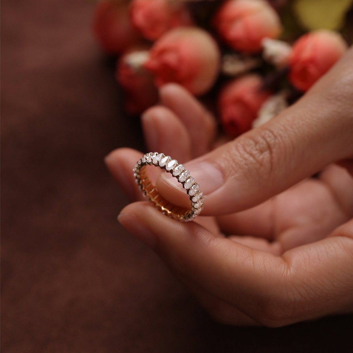 2.0 TCW Oval CVD Diamond Full Eternity Wedding Band - Camila Brown
