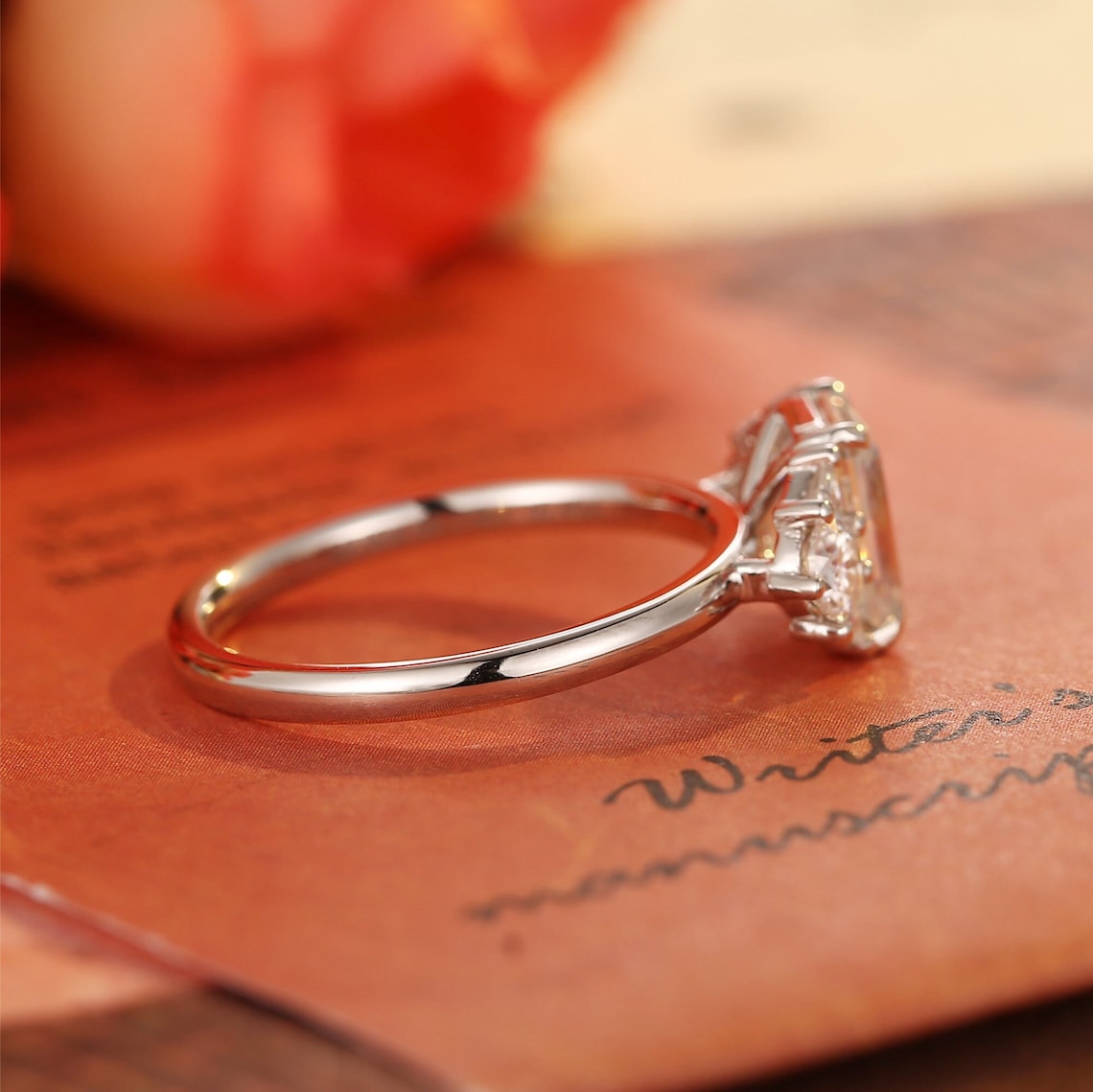 1.0-3.0 CT Emerald Cut E/VS1 CVD Diamond Cluster solitaire Setting Engagement Ring - Camila Brown