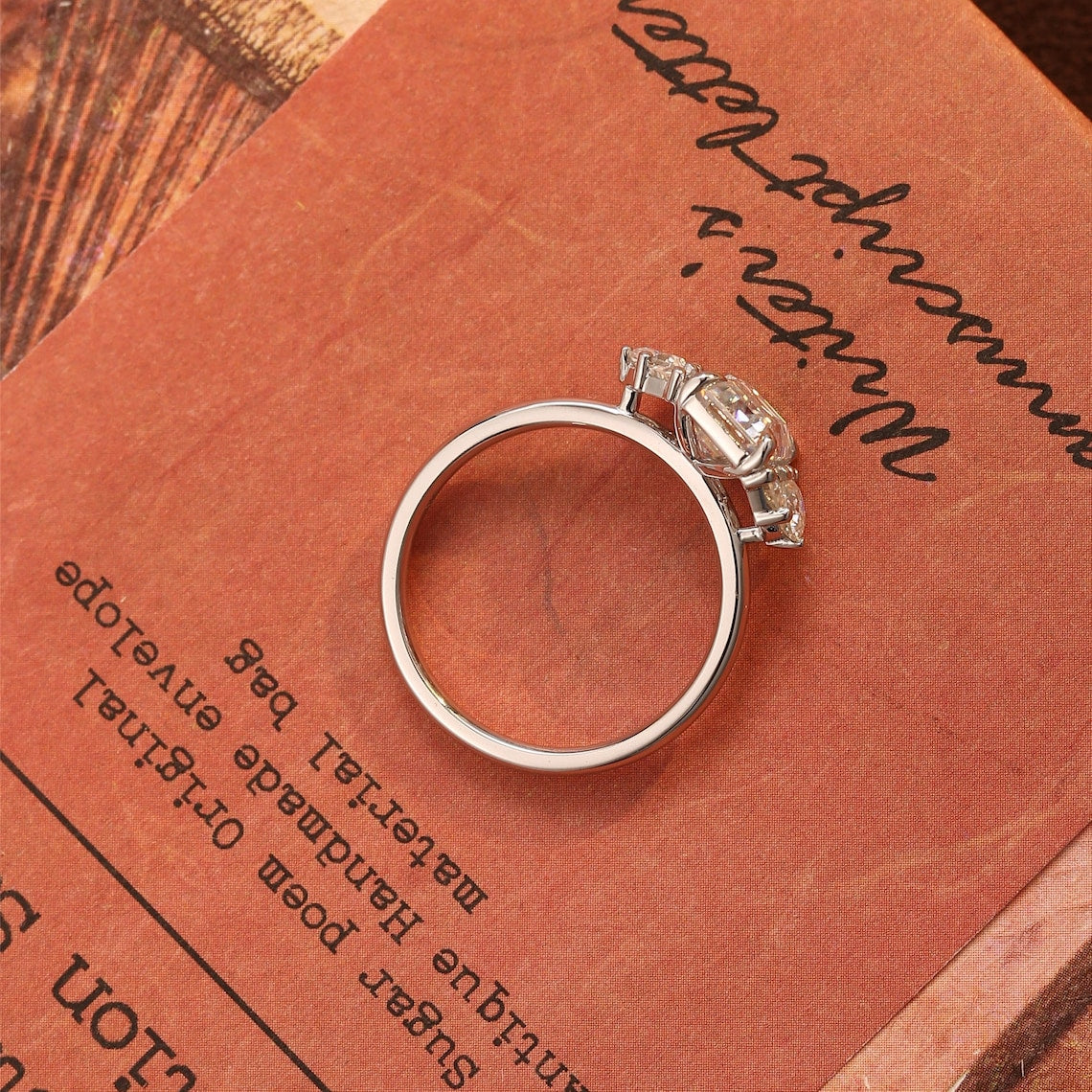 1.0-3.0 CT Emerald Cut E/VS1 CVD Diamond Cluster solitaire Setting Engagement Ring - Camila Brown