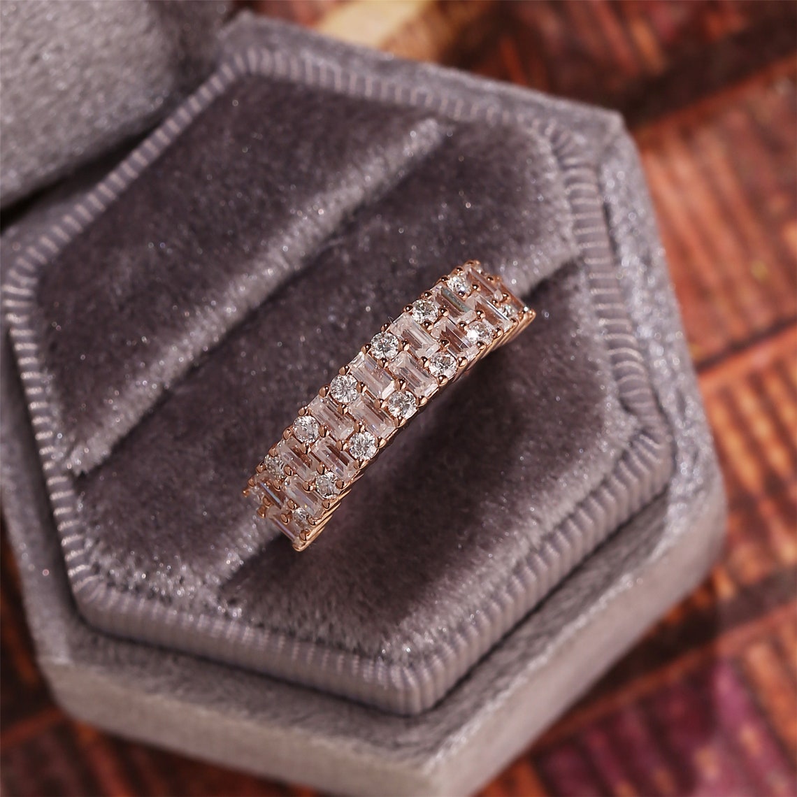 0.50 TCW Round & Baguette CVD Diamond Microw Setting Wedding Band - Camila Brown