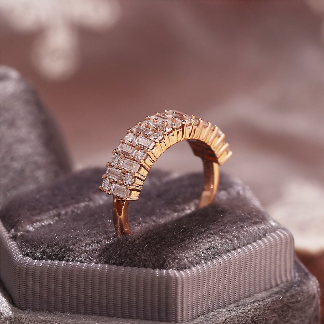 0.50 TCW Round & Baguette CVD Diamond Microw Setting Wedding Band - Camila Brown