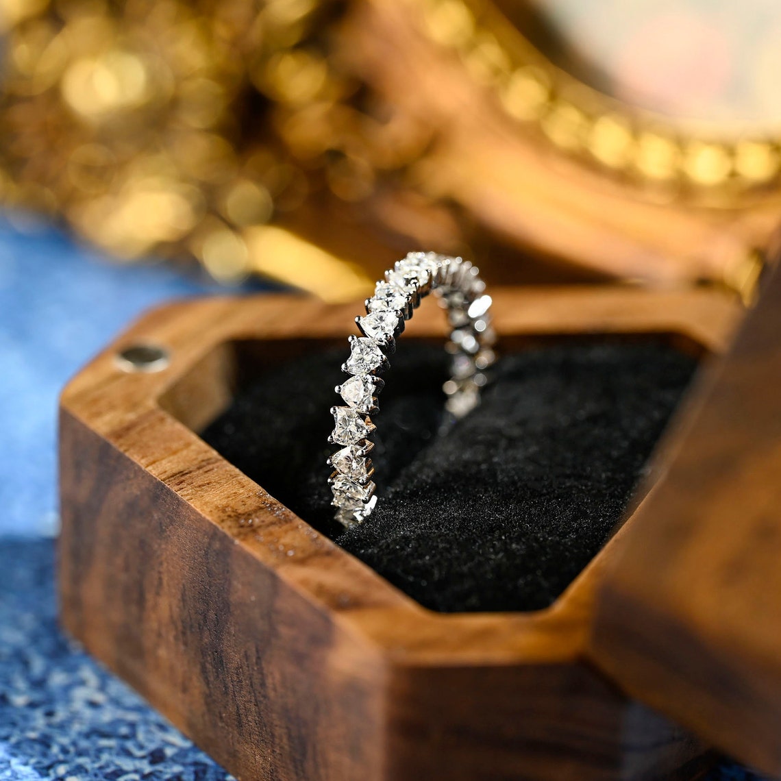 0.75 TCW Heart CVD Diamond Full Eternity Wedding Band - Camila Brown