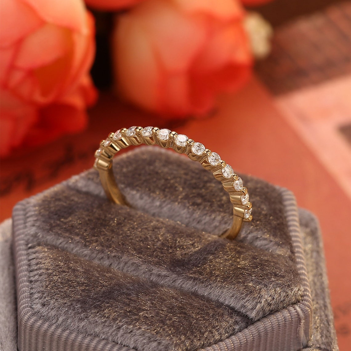 0.20 TCW Round CVD Diamond Minimalist Wedding Band - Camila Brown