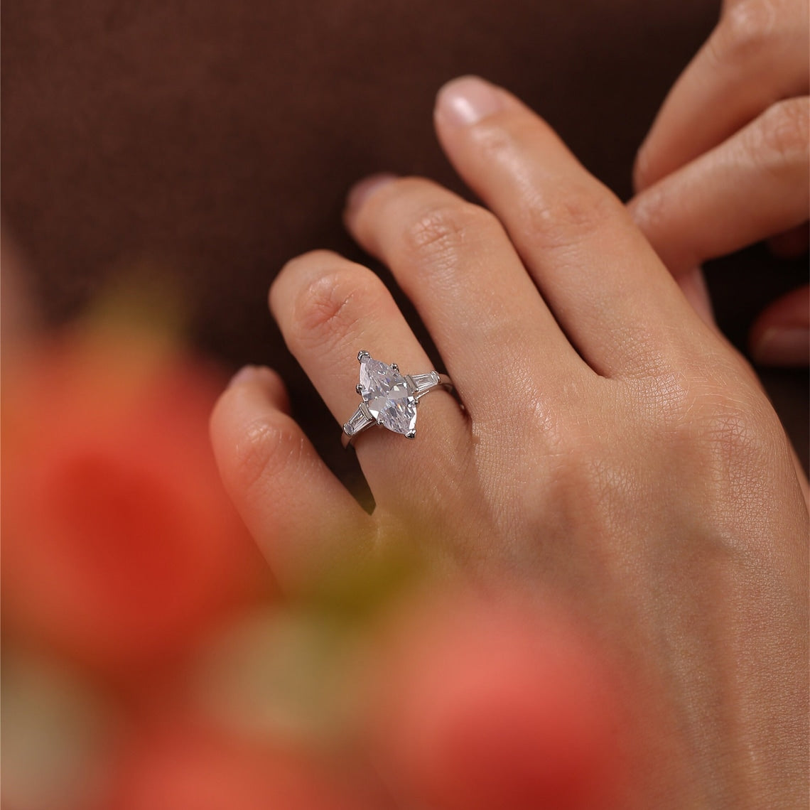 2.0 - 4.0 CT Marquise F/VS1 CVD Diamond Three Stone Style Engagement Ring - Camila Brown