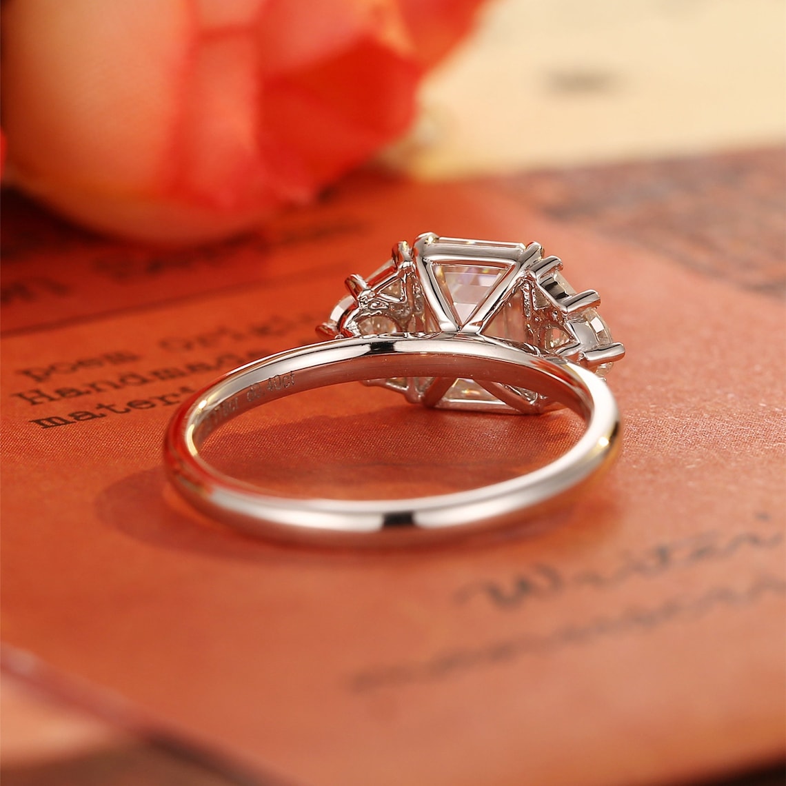 1.0-3.0 CT Emerald Cut E/VS1 CVD Diamond Cluster solitaire Setting Engagement Ring - Camila Brown