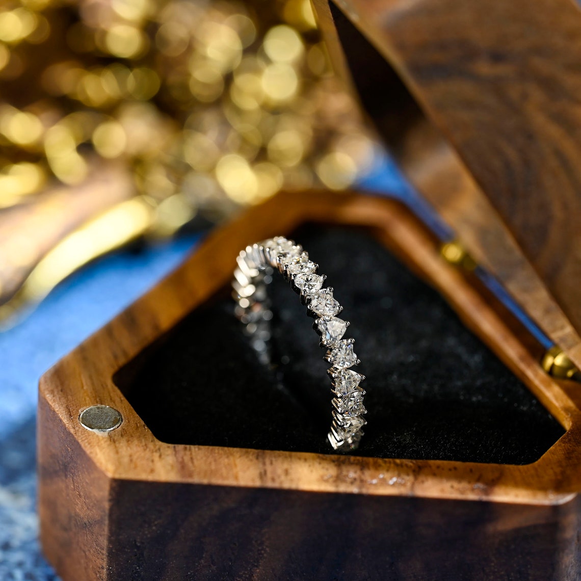 0.75 TCW Heart CVD Diamond Full Eternity Wedding Band - Camila Brown
