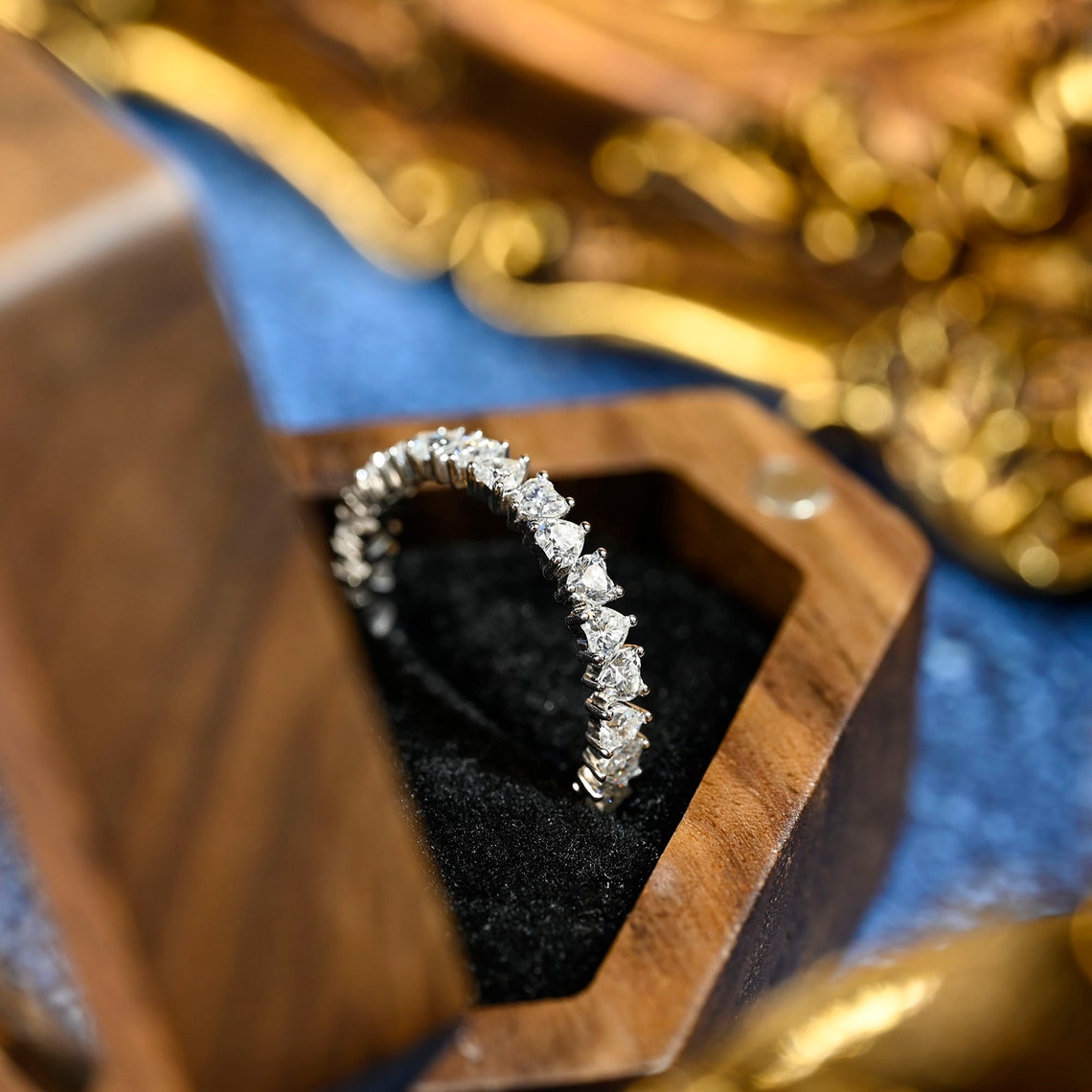 0.75 TCW Heart CVD Diamond Full Eternity Wedding Band - Camila Brown